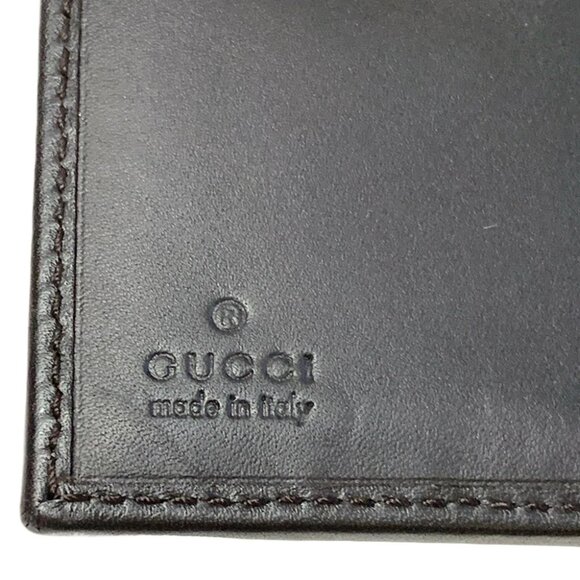 Auth GUCCI Icon Bit 101603 Black Light Brown Jacquard Leather - Bifold Wallet - Picture 2 of 5